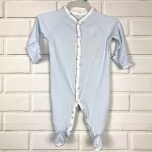 Ralph Lauren Baby Boy Blue White Coverall Size 3M
